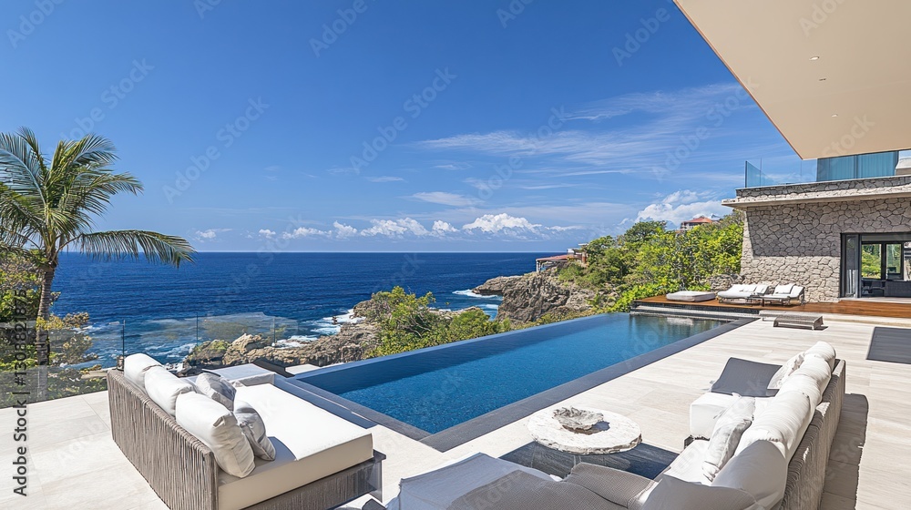 Fototapeta premium Oceanfront Villa Pool Deck