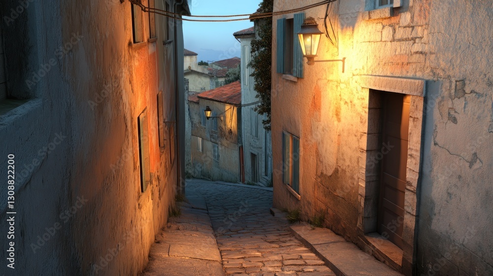 Obraz premium Old Town Alleyway at Dusk