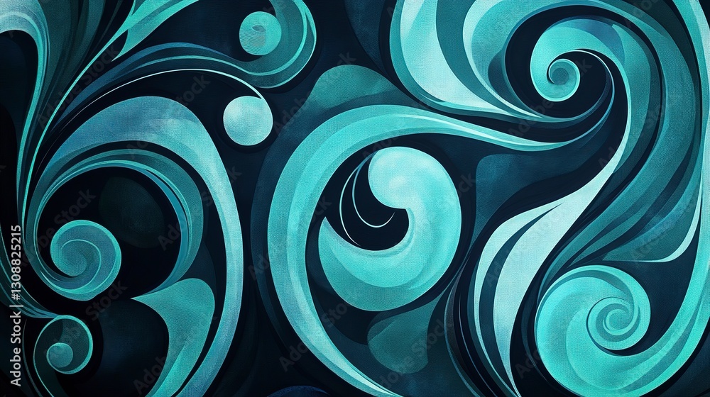 Cool teal and navy blue swirls, minimalistic and sleek with glossy highlights Cool teal and navy blue swirls, minimalistic and sleek with glossy highlights