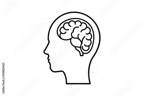 Human brain Line art silhouette Vector with Mind Intelligence and Creativity Illustration Design