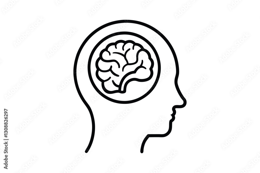 Human brain Line art silhouette Vector with Mind Intelligence and Creativity Illustration Design Human brain Line art silhouette Vector with Mind Intelligence and Creativity Illustration Design