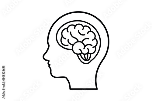 Human brain Line art silhouette Vector with Mind Intelligence and Creativity Illustration Design