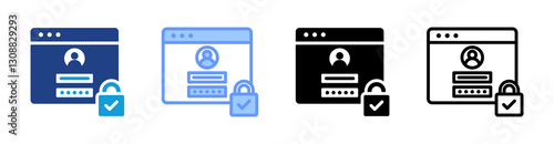 Authorization icon set multiple style collection