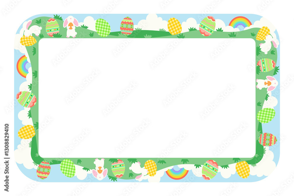 Festive Easter png frame, cute egg pattern for kids Festive Easter png frame, cute egg pattern for kids