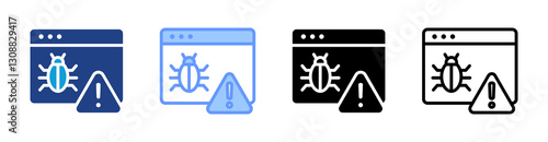 Virus icon set multiple style collection