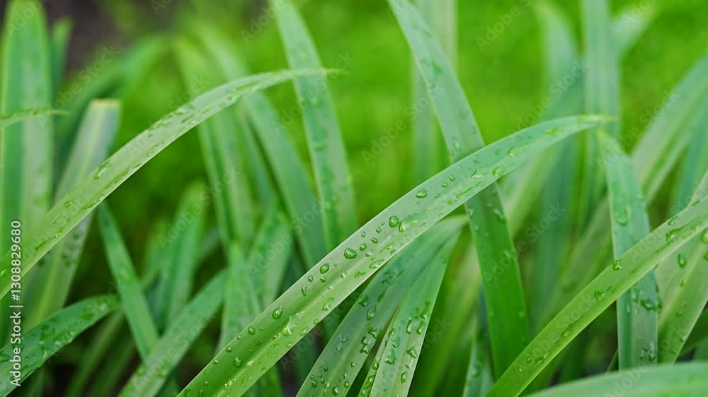 Close up green wet leaf on blurry background Close up green wet leaf on blurry background