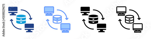 Data Portability icon set multiple style collection