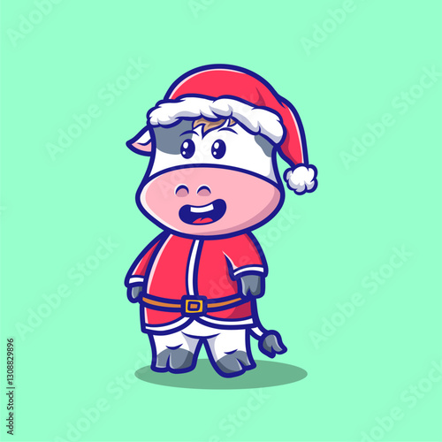 vector illustration of santa cow mascot cartoon