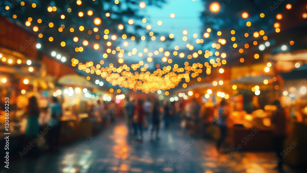 Blurry image of a festival with various market stalls and people walking around. Ai generated. Blurry image of a festival with various market stalls and people walking around. Ai generated.