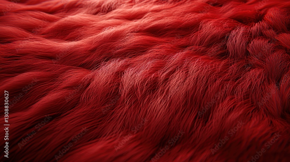 Naklejka premium A close-up view of soft, textured red fur, showcasing its rich color and depth.