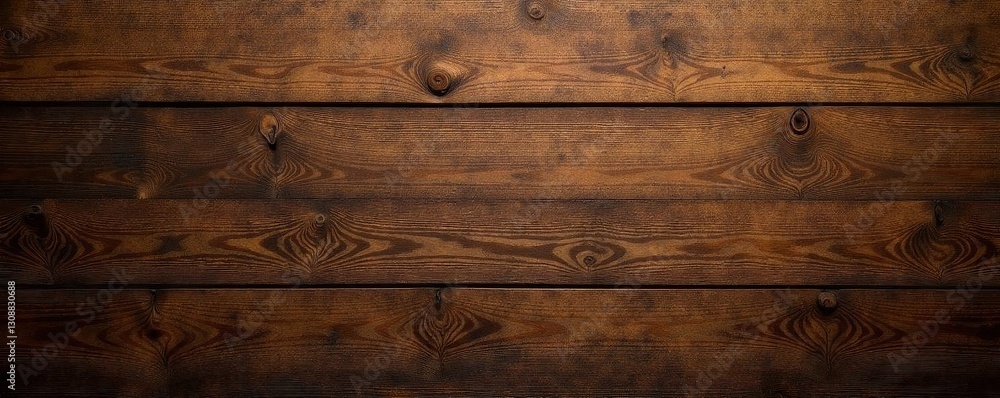 Fototapeta premium Warm brown reclaimed wood paneling, natural grain visible, home decor, country, planks