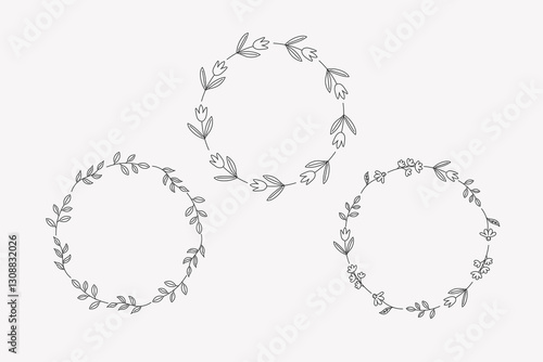 Vector frames with flower branches and plants. Hand drawn festive spring or summer borders for text. Design elements for congratulating of holidays, invitation, Mother's Day, birthday. For flyer, card