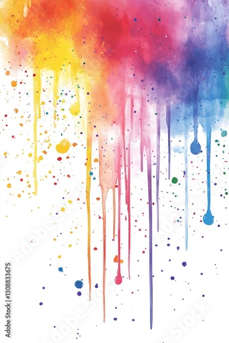 Vibrant Watercolor Holi Banner with Artistic Paint Drips and Colorful Flowing Festival Shades