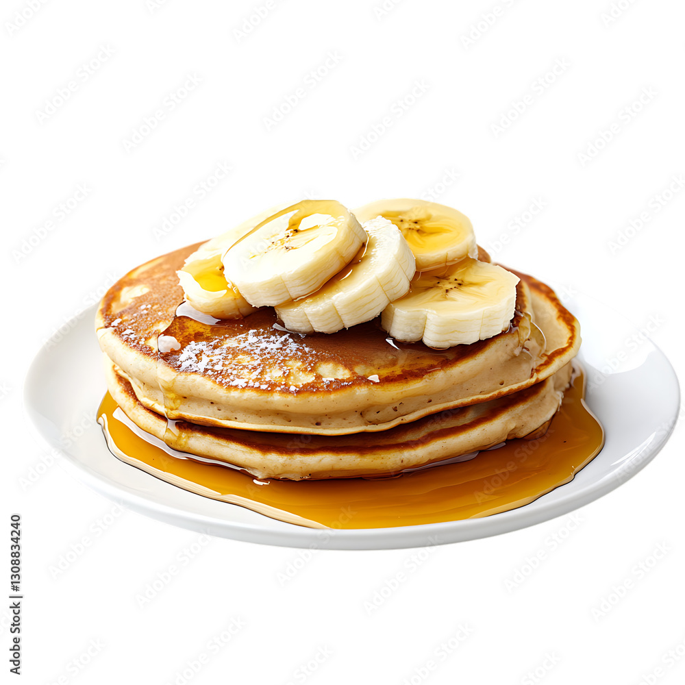 Pancakes with Honey and Bananas on Top Pancakes with Honey and Bananas on Top