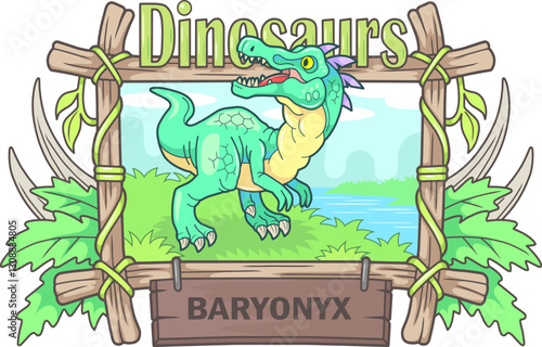 cute funny predatory dinosaur baryonyx