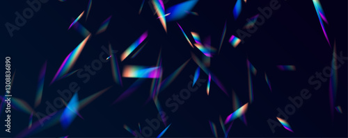 Abstract refraction glow effect on black background. Set of colorful vector lenses and light flares with transparent effects. Transparent refraction elements.	
