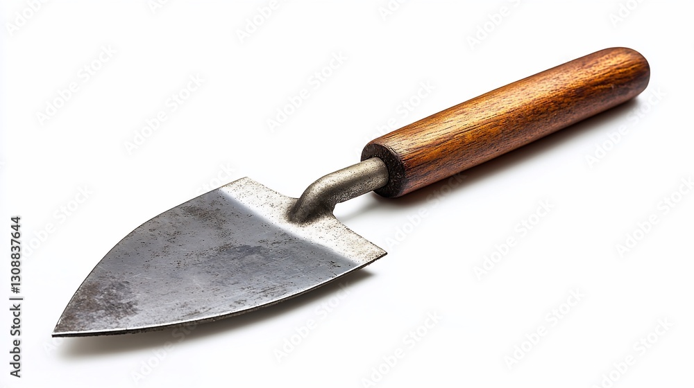Weathered hand trowel, isolated, studio shot, gardening tool, white background