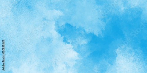 Bright and shinny cloudy sky blue watercolor background, Light blue background with watercolor, Abstract blue sky with clouds,blue watercolor paper texture background.