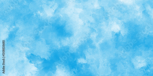 Bright and shinny cloudy sky blue watercolor background, Light blue background with watercolor, Abstract blue sky with clouds,blue watercolor paper texture background.