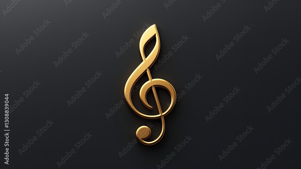 Obraz premium golden treble clef logo on a black background