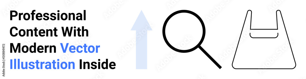 Magnifying glass, upward arrow, and shopping bag illustration symbolizing research, growth, retail, and online shopping. Ideal for analytics, marketing, sales ecommerce and business concepts flat Magnifying glass, upward arrow, and shopping bag illustration symbolizing research, growth, retail, and online shopping. Ideal for analytics, marketing, sales ecommerce and business concepts flat
