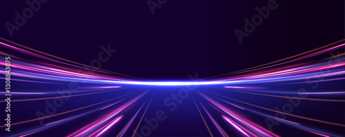 Purple glowing waves and speed lines evoke a sense of innovation in modern communication systems. These elements represent the future of high-speed internet and the growth of 6G wireless technology.