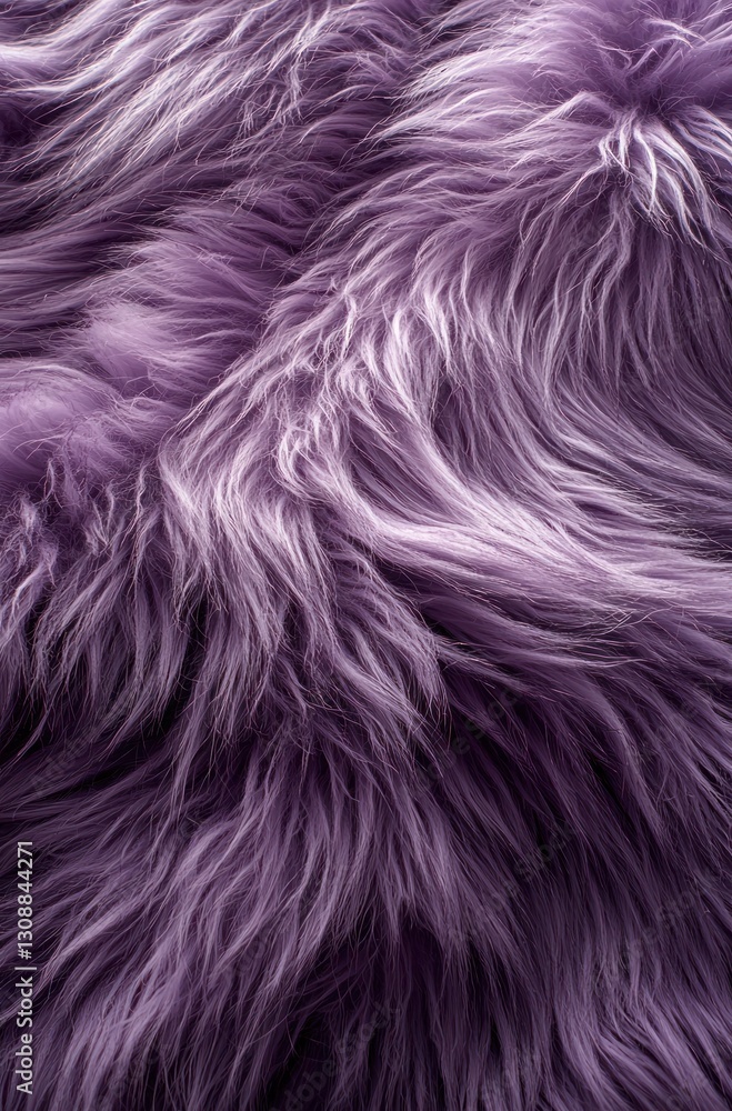 Naklejka premium A close-up of soft, textured purple faux fur, showcasing its fluffy and luxurious appearance.