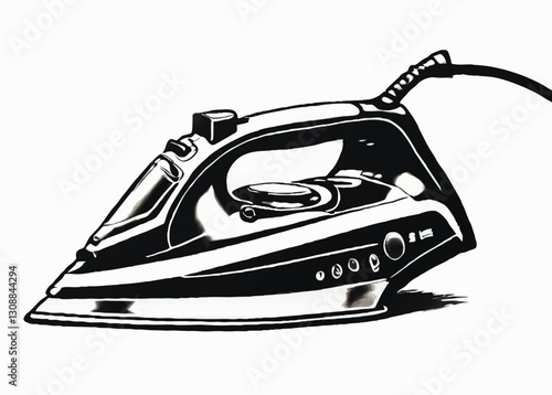 electric iron black and white sketch vector ornament