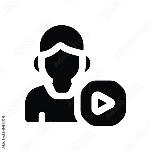 content creator glyph icon. Strong and solid vector icon for websites, mobile interfaces, presentations, and visual branding. High quality and easy to edit.