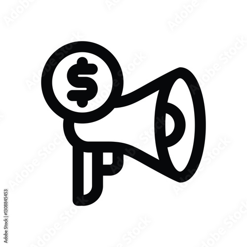 sponsored line icon. Clean and minimalist vector icon for websites, mobile apps, presentations, and logos. Fully scalable and customizable for any project.