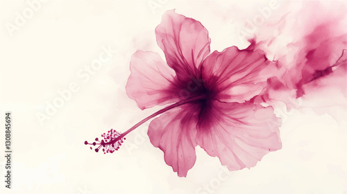 Vector illustration, watercolor painting of hibiscus flower
