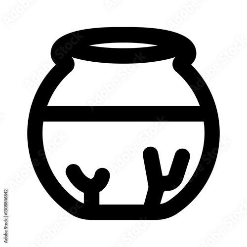 fish bowl outline black style