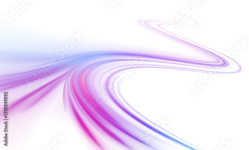 Electric technology in futuristic style neon color in PNG format on white transparent background for design and banners. Acceleration speed motion on night road.
