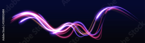 Speed lines and glowing rays for 5G wireless transmission in an abstract, high-tech design. Luminous trails highlight fast internet speed and modern data transfer technology.