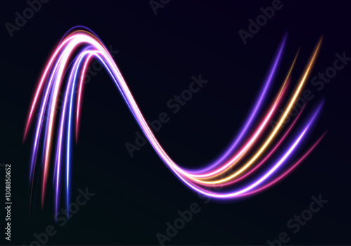 Blue light streaks with fiber optics and speed lines create a futuristic background for 5G or 6G wireless data transmission. High-speed internet concept. Abstract design for modern technology.