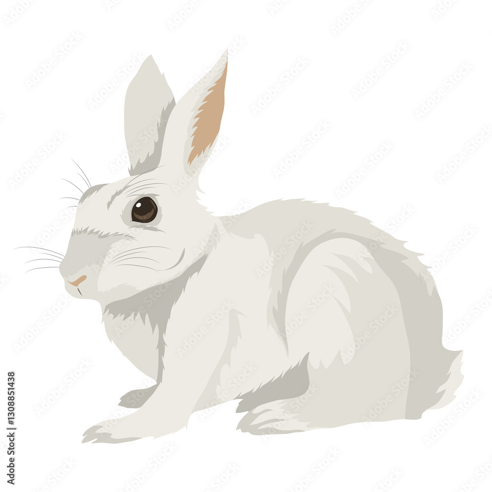 Obraz premium PNG white rabbit illustration sticker, transparent background