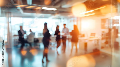 Wallpaper Mural Blurred people silhouettes working in office, manager strategy, teamwork brainstorming, abstract business background Torontodigital.ca