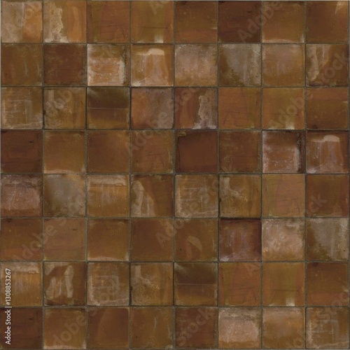 Old red ceramic floor tile texture, texture for games, background for design, wallpaper