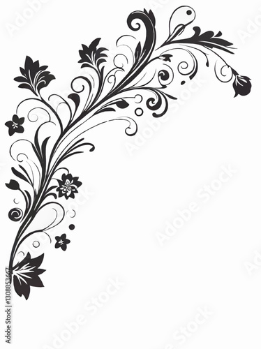 floral ornate design element vector with white area for decoration 