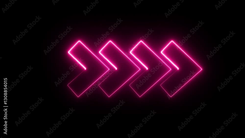 pink color glowing neon arrow direction on black background. pink color glowing neon arrow direction on black background.