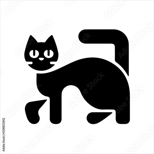 minimalist silhouette of a cat in black and white