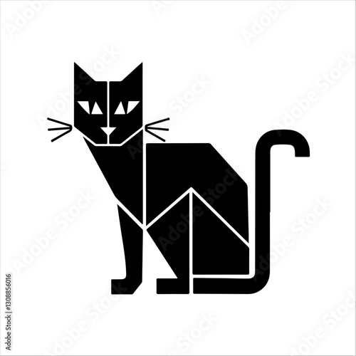 minimalist silhouette of a cat in black and white