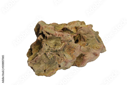 Compact dragon stone rock fragment featuring layered textures and earth tones isolated on transparent background. PNG transparency