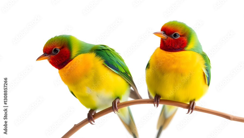 a pair of colorful birds perched on a thin branch, displaying their vibrant plumage and expressive poses a pair of colorful birds perched on a thin branch, displaying their vibrant plumage and expressive poses