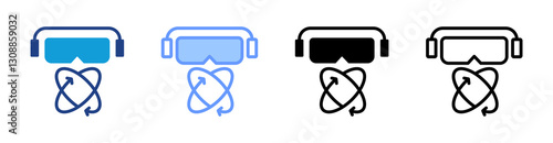 Vr icon set multiple style collection