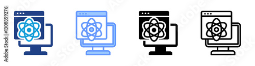 Quantum Computing icon set multiple style collection