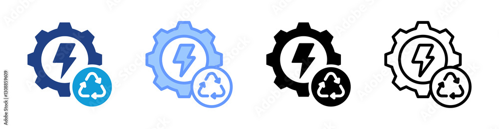 Renewable Energy Technology icon set multiple style collection