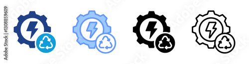 Renewable Energy Technology icon set multiple style collection