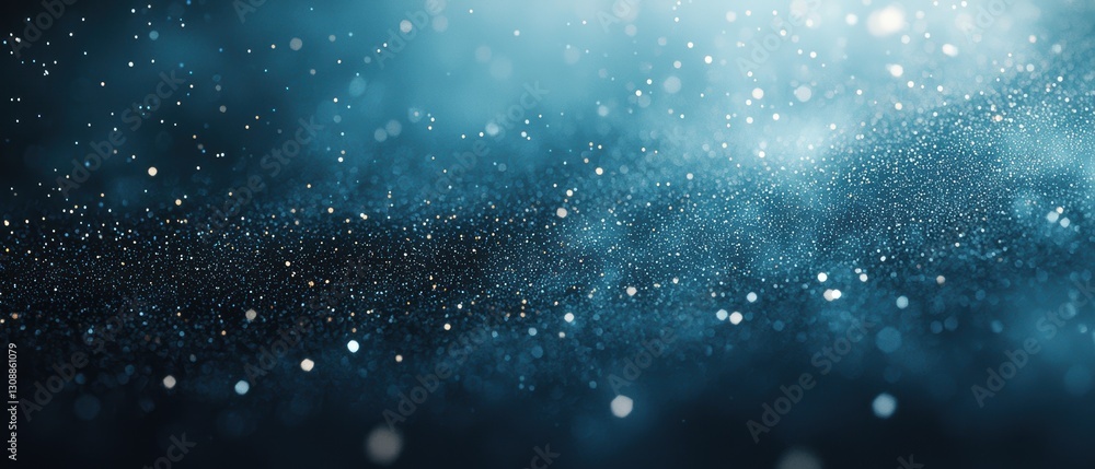 Fototapeta premium A mesmerizing display of blue particles shimmering against a dark background, creating a starry, ethereal atmosphere.