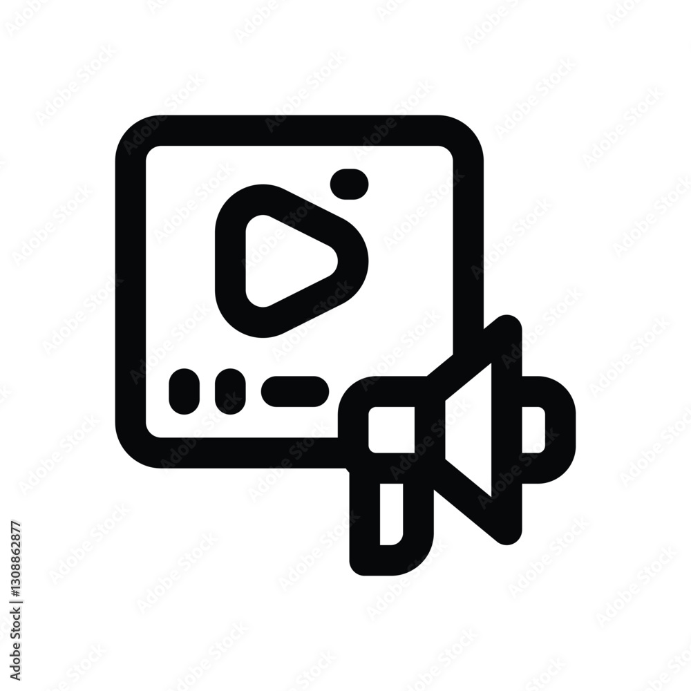 video marketing line icon. Clean and minimalist vector icon for websites, mobile apps, presentations, and logos. Fully scalable and customizable for any project. video marketing line icon. Clean and minimalist vector icon for websites, mobile apps, presentations, and logos. Fully scalable and customizable for any project.
